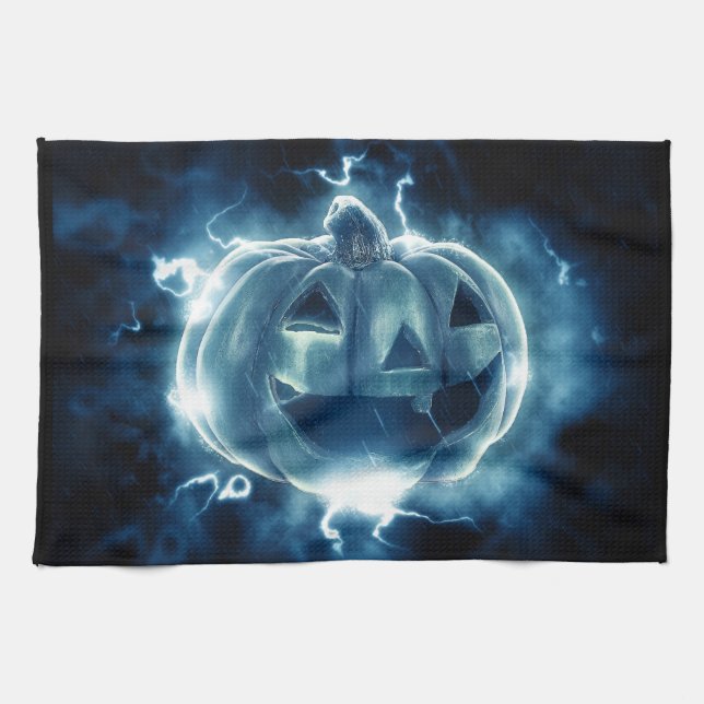 jack-o-lantern i regnet kökshandduk (Horisontell)