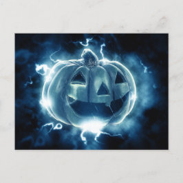 jack-o-lantern i regnet vykort