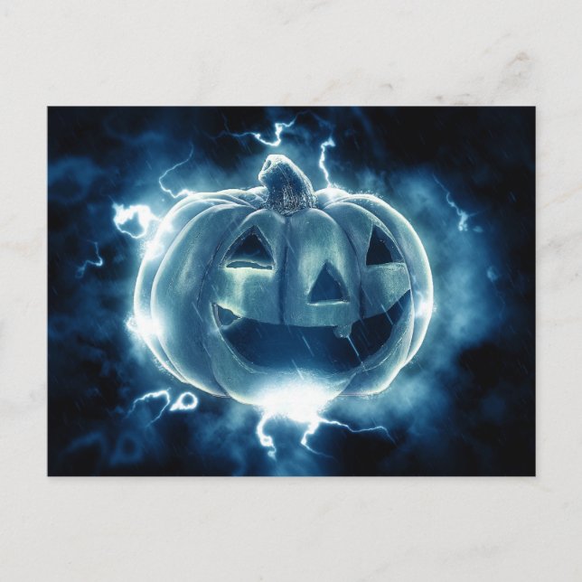 jack-o-lantern i regnet vykort (Framsida)