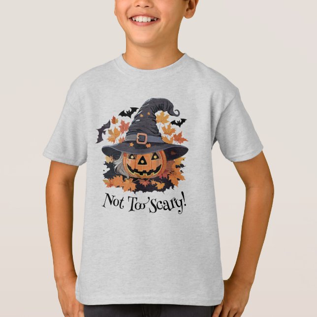 Jack-o-Lantern i Witch Hat Halloween T Shirt (Framsida)