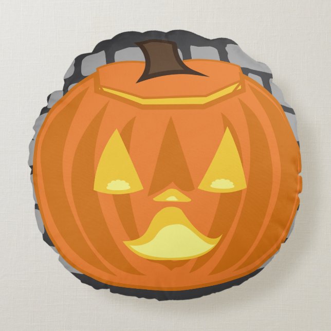 Jack-o'-lantern kastkudde rund kudde (Framsidan)