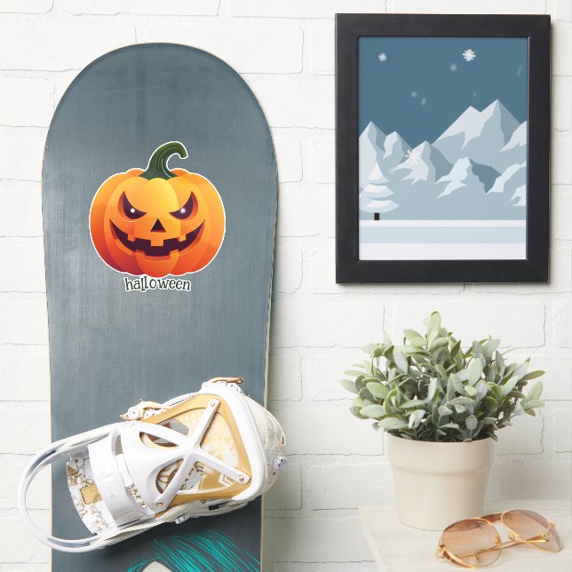 Jack-o-lantern Klistermärken (Snowboard)
