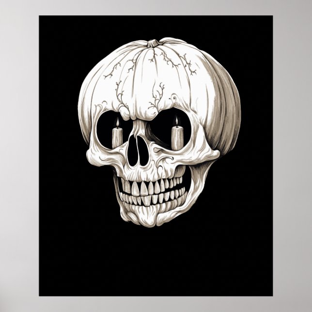Jack O Lantern Kranium Halloween Gotisk Poster (Framsidan)