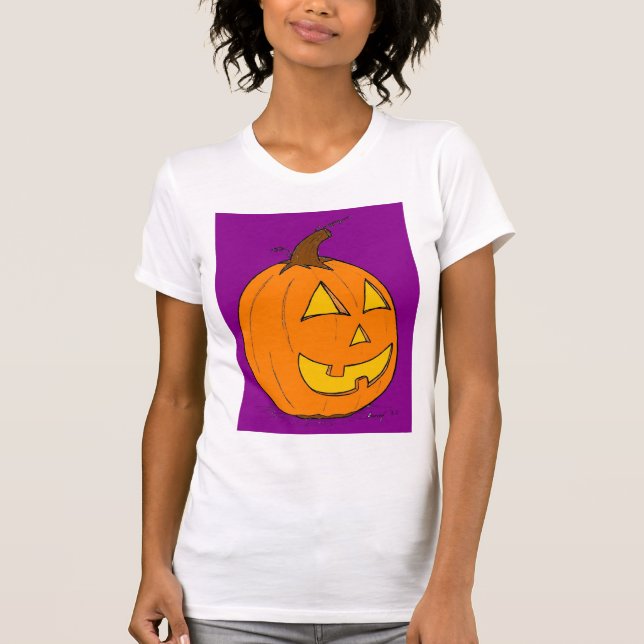 Jack o' Lantern Lila Dam Casual Linne T-Shirt (Framsida)