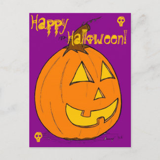 Jack o' Lantern Lila Happy halloween' vykort