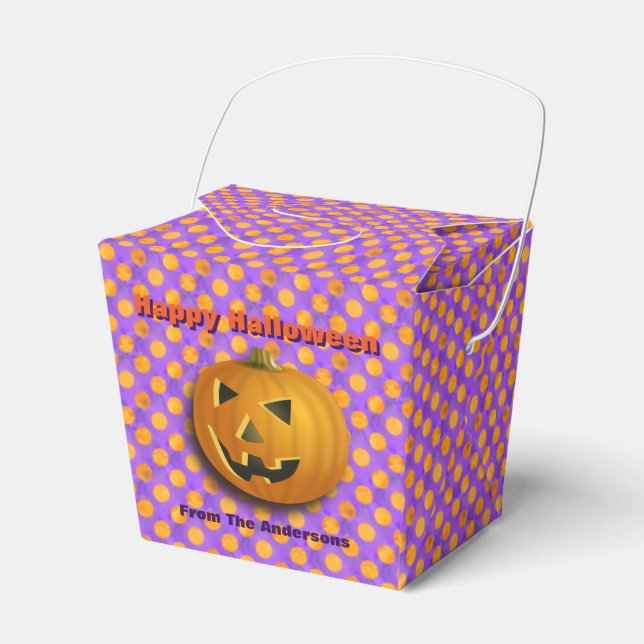 Jack-O-Lantern, Lila och Orange Polka dots Presentaskar (Framsidan Sidan)