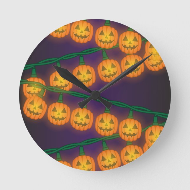 Jack O Lantern-ljus Rund Klocka (Framsida)