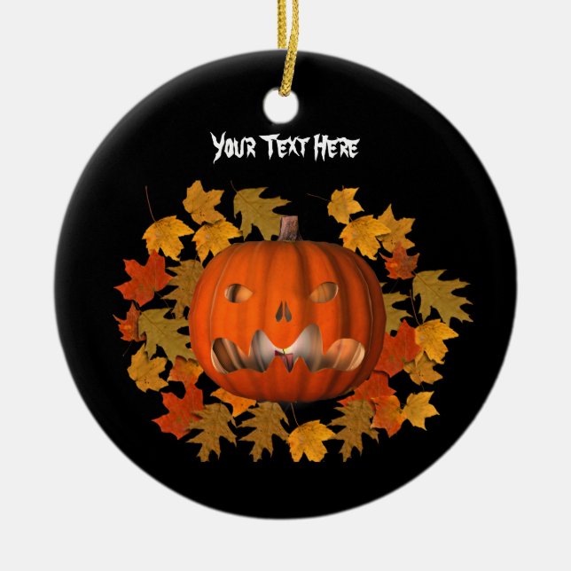 Jack o lantern Lövs Halloween Ornament (Framsidan)
