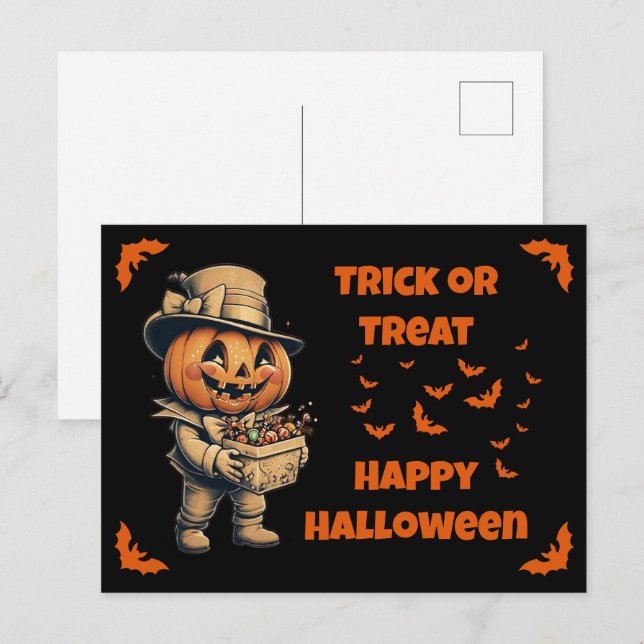 Jack o lantern med Candy Vykort (Fram/baksida)