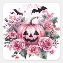 Jack-o-Lantern med Rosa ros och Fladdermus