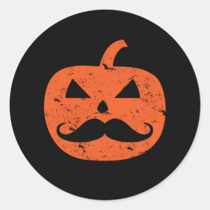 Jack o lantern Mustache Pumpkin Funny Halloween Runt Klistermärke