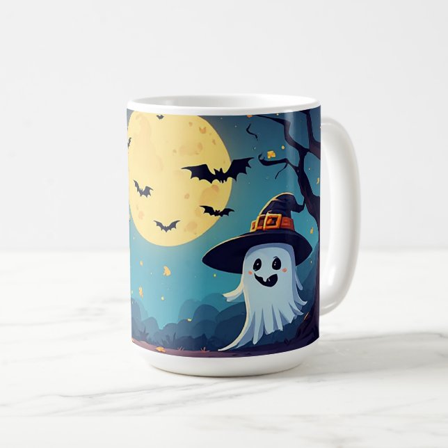 Jack O Lantern Natt Med Spöke 🎃 Kaffemugg (Framsida höger)
