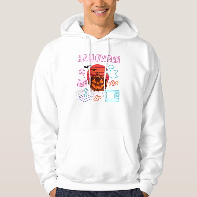 Jack-O’-Lantern Neon Halloween Clothes Unisex Hoodie (Framsida)