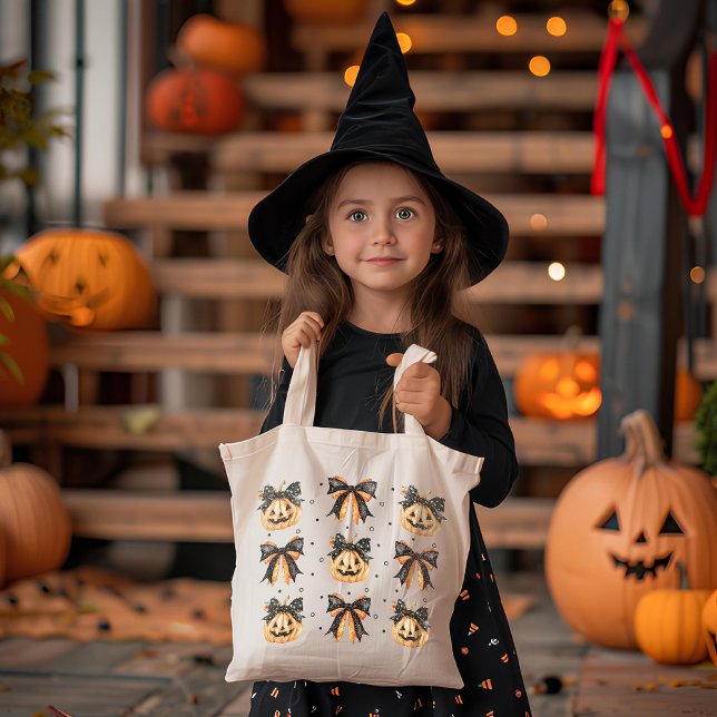 Jack-O-Lantern och Bows Canvas Tote Bag Tygkasse (Skapare uppladdad)