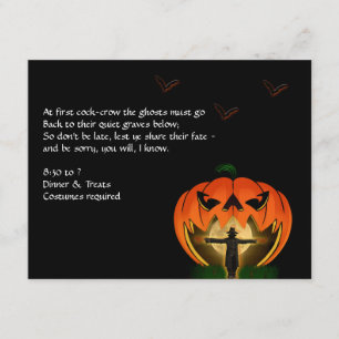Jack o lantern- och fågelskrämmahalloween fest inbjudningar