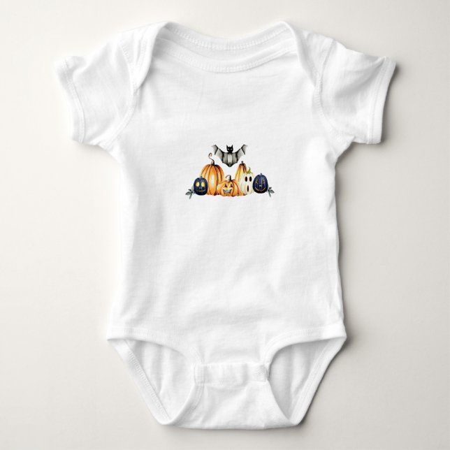 Jack o lantern och Fladdermus Halloween T-Shirt (Framsida)
