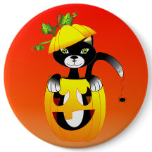 Jack o lantern och svart katt