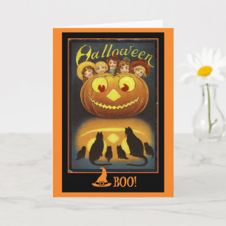 Jack o' Lantern och svarta katter Vintage Hallowee Kort