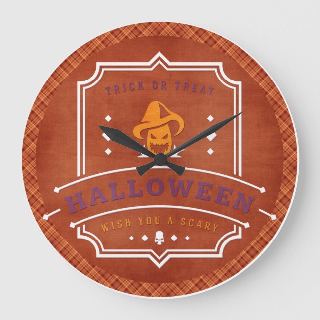 Jack o lantern önskar dig en skygg Halloween Stor Klocka (Framsida)