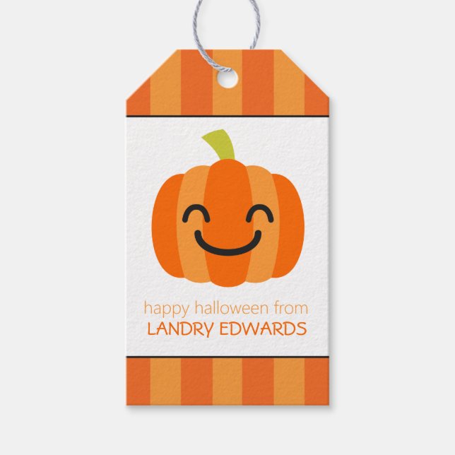 Jack o lantern Personlig Gift-Märkre med stripe Presentetikett (Framsidan)