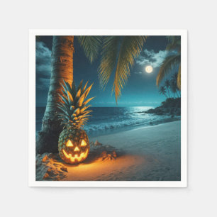 Jack-o-lantern Pineapple På En Strand Pappersservett