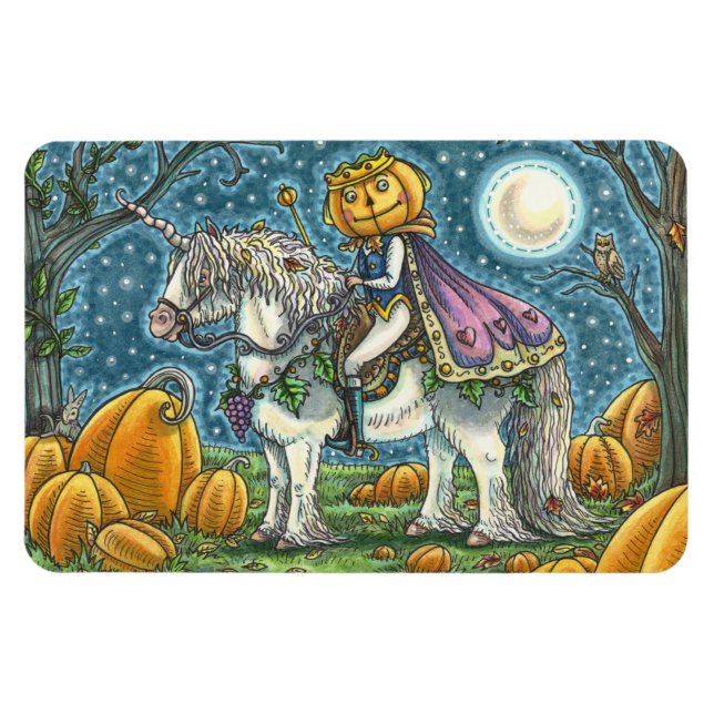 JACK O LANTERN PRINCE PÅ HANS MAGIC UNICORN MAGNET (Horisontell)