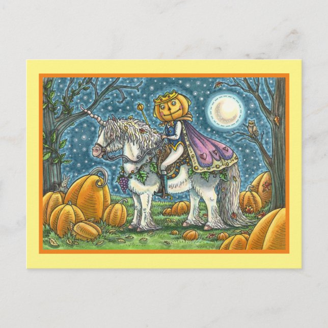 JACK O LANTERN PRINCE PÅ HANS MAGIC UNICORN VYKORT (Framsida)