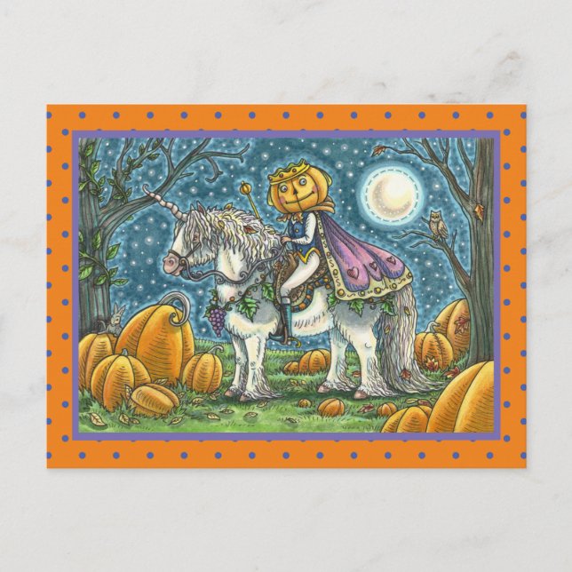 JACK O LANTERN PRINCE PÅ HANS MAGIC UNICORN VYKORT (Framsida)