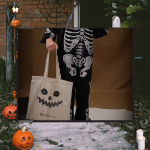 Jack O Lantern Pumpa Ansikte Halloween Barnprese Tygkasse