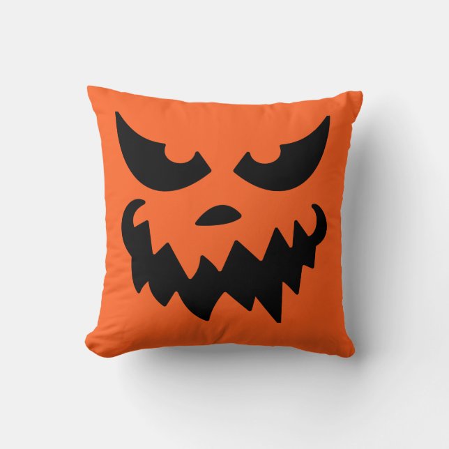 Jack O Lantern Pumpa Ansikte Kastkudde Kudde (Framsida)