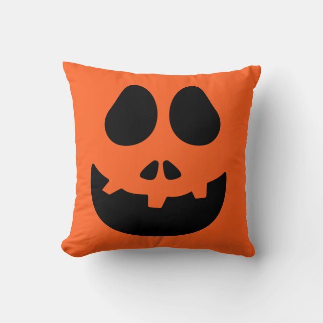 Jack O Lantern Pumpa Ansikts Kastkudde Kudde (Framsida)
