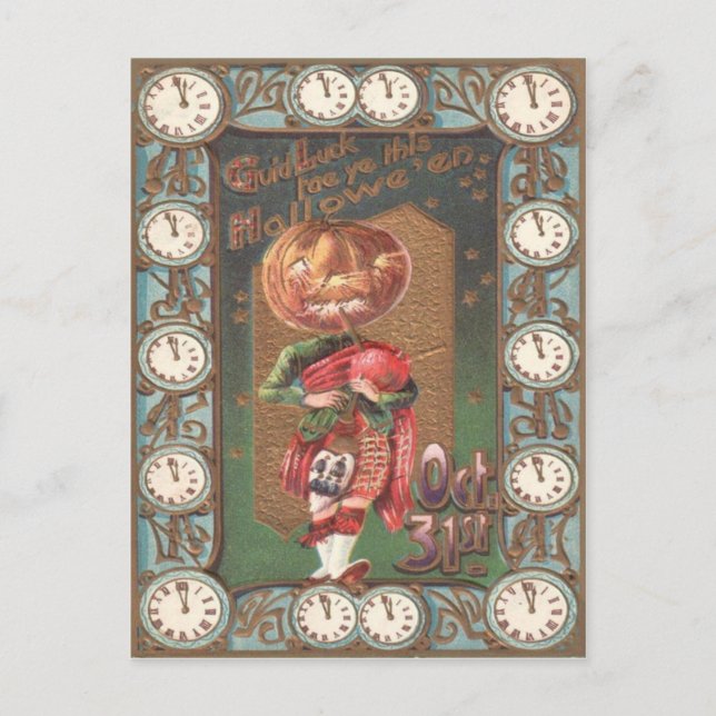 Jack O Lantern Pumpa Dudelsäck Kilt Vykort (Framsida)