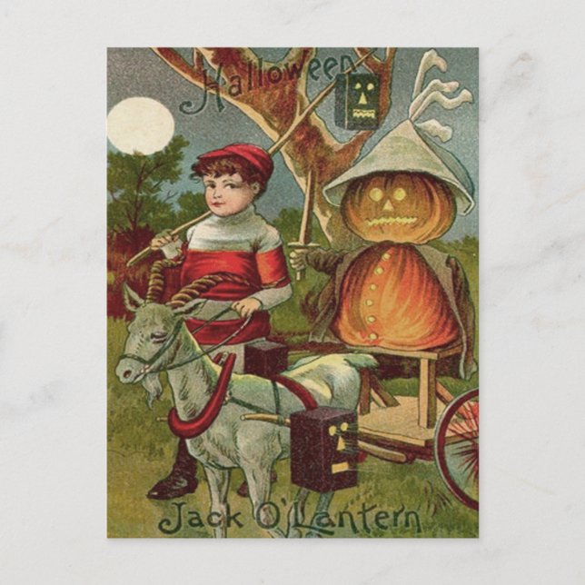 Jack O' Lantern Pumpa Get Fullmåne Vykort (Framsida)