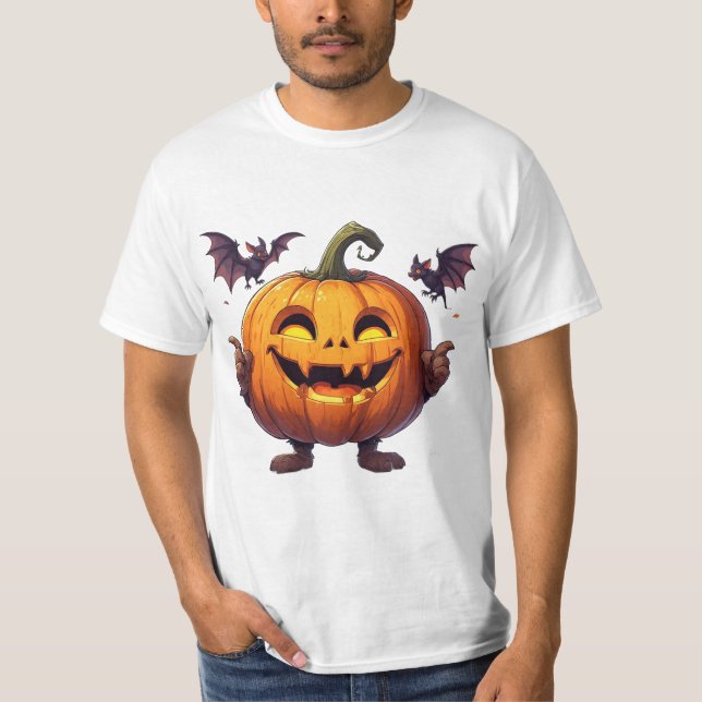 Jack O Lantern Pumpa Halloween Fladdermöss 🎃 T Shirt (Framsida)