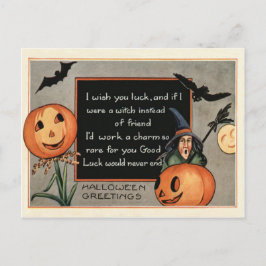 Jack O Lantern Pumpa Häxa Fladdermus Uggla Vykort