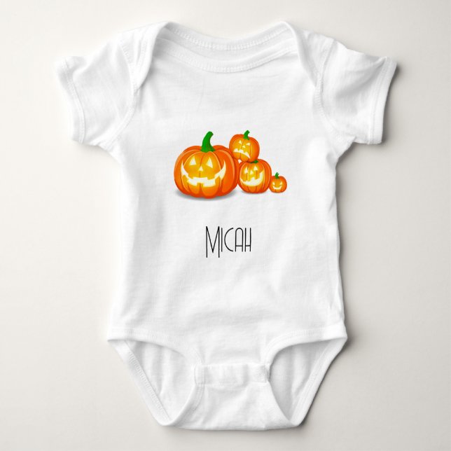 Jack-O-Lantern Pumpa Monogram Namn T Shirt (Framsida)