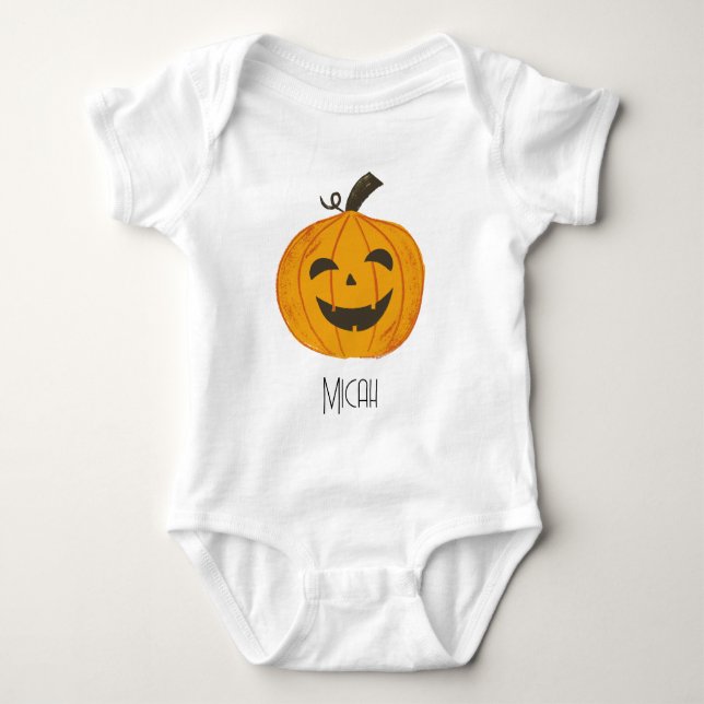 Jack-O-Lantern Pumpa Monogram Namn T Shirt (Framsida)