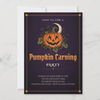 Jack O Lantern Pumpa Skärande Fest Inbjudan
