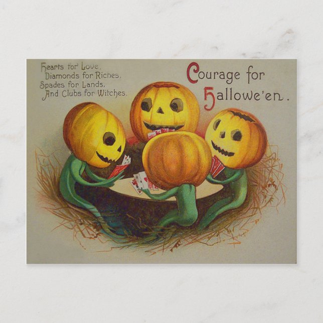 Jack O' Lantern Pumpa Spelkort Poker Vykort (Framsida)