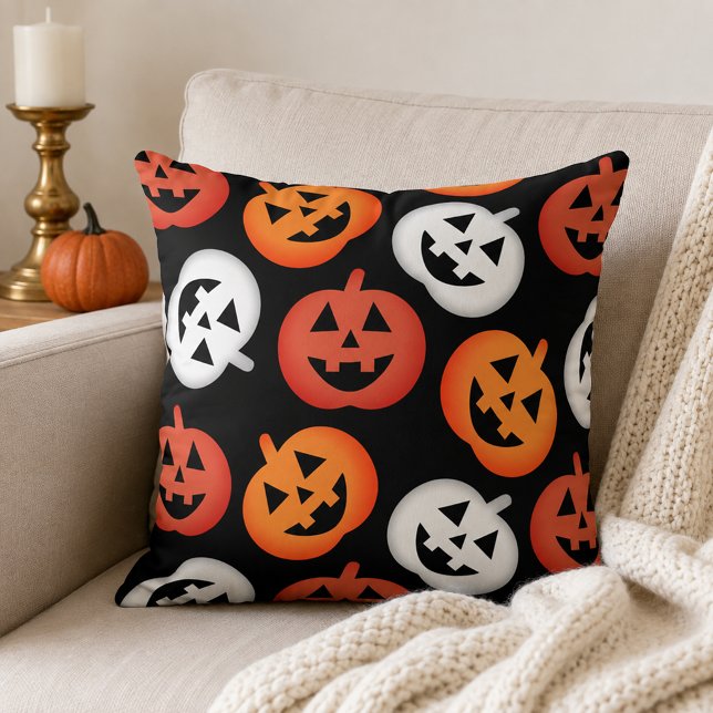 Jack O Lantern Pumpa Svart Halloween Kudde (Skapare uppladdad)