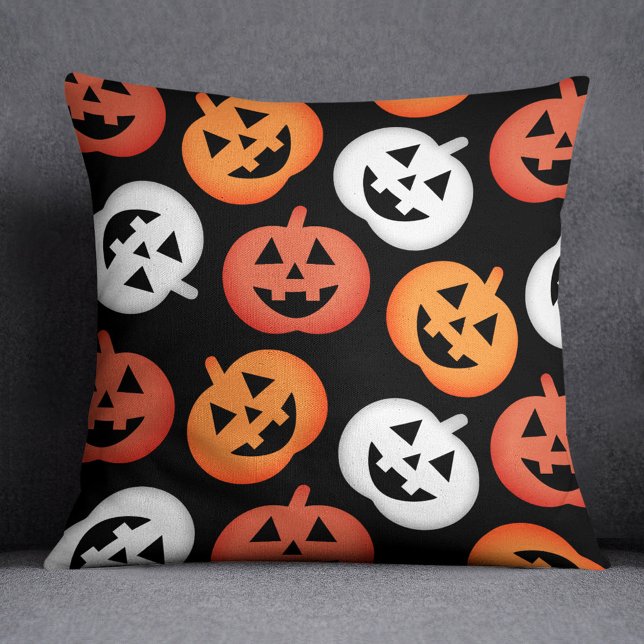Jack O Lantern Pumpa Svart Halloween Kudde (Skapare uppladdad)
