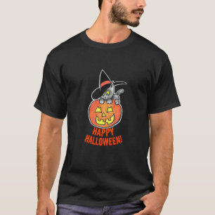 Jack-O'-Lantern Pumpa Svart Katt Halloween Bus ell T Shirt
