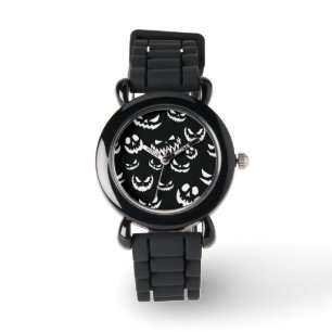 Jack o lantern Pumpkin Ansikte Black and White Armbandsur