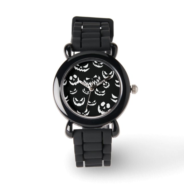 Jack o lantern Pumpkin Ansikte Black and White Armbandsur (Framsida)