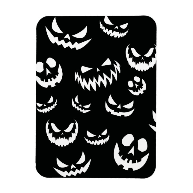 Jack o lantern Pumpkin Ansikte Black and White Magnet (Vertikal)