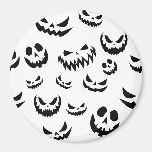 Jack o lantern Pumpkin Ansikte Black and White Magnet