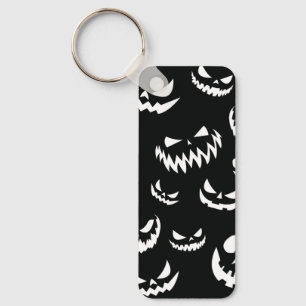 Jack o lantern Pumpkin Ansikte Black and White Nyckelring