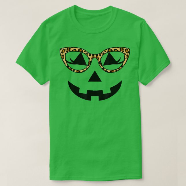 Jack o lantern Pumpkin Ansikte Hallowen Leopard T Shirt (Design framsida)