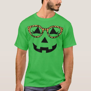 Jack o lantern Pumpkin Ansikte Hallowen Leopard T Shirt