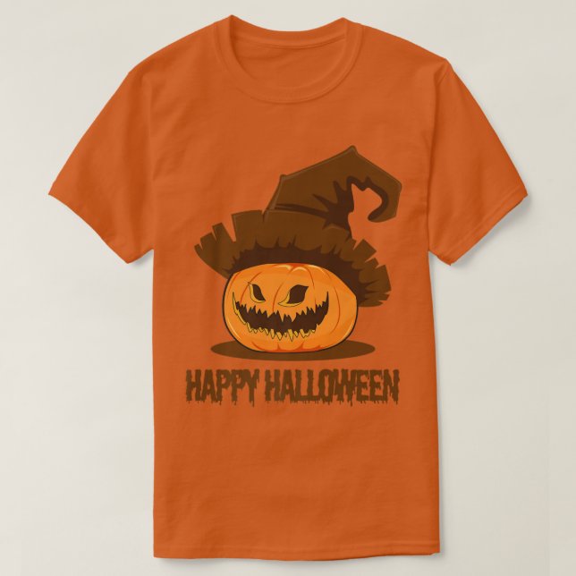 Jack o lantern Pumpkin Ansikte Happy halloween Wit T Shirt (Design framsida)